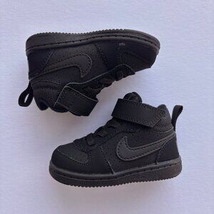 NWT Nike Air Jordan TD Baby 4C Court Borough Triple Black Sneakers 870027-001